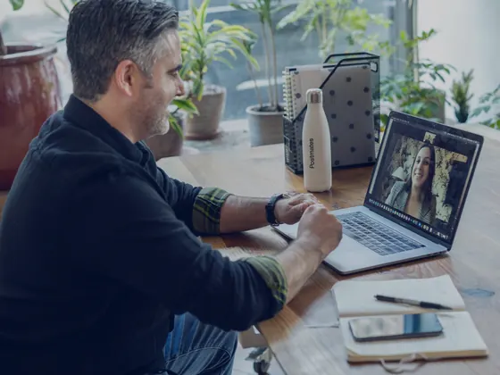 A meeting taking place on a video call